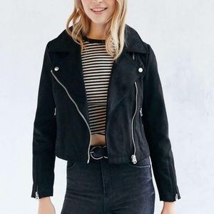 Silence and Noise Vegan Suede Moto Jacket